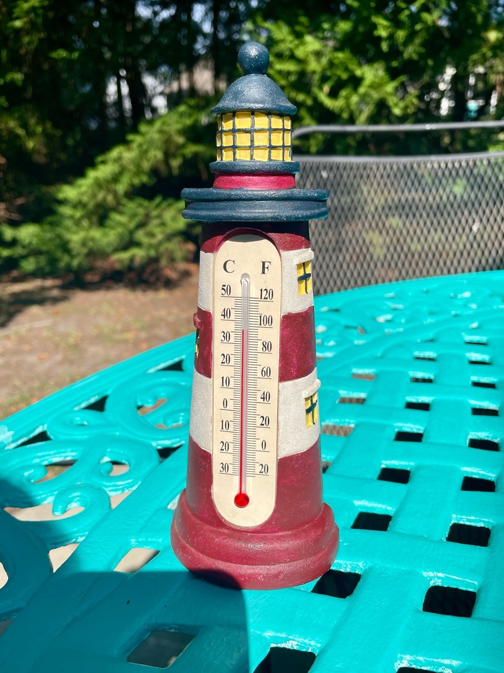 Nautical Lighthouse Wall Thermometer – Red & White Coastal Decor